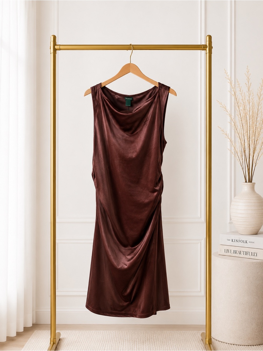 🔴 Wild fable Sleeveless Velvet Midi Dress in Burgundy
